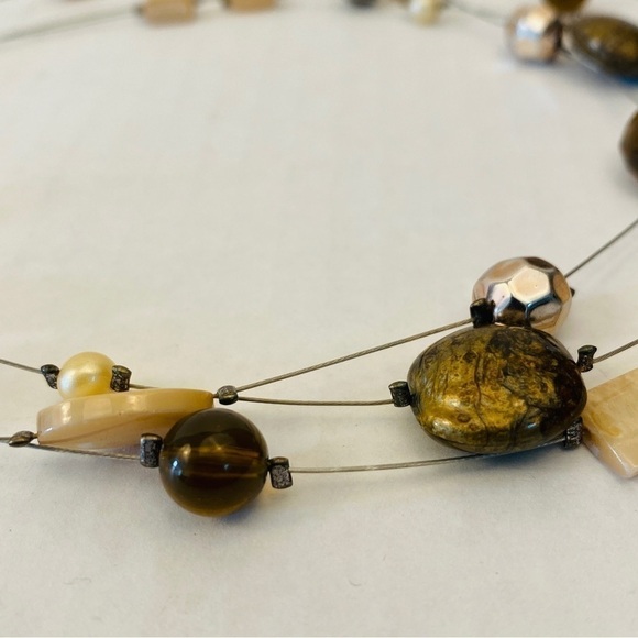STATION necklace stone and beads wire strands Lobster clasp - Picture 7 of 10